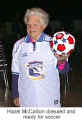 Hazel McCallion dressed and ready for soccer (Soccer in Mississauga)