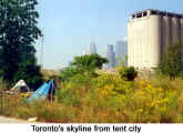 Toronto's skyline from tent city (Tent City)