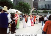 Colourful gathering at City Hall (Caravan 2002)