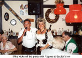 Mike kicks off the party with Regina at Sauter's Inn