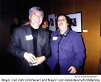 Mayor Carl Zehr (Kitchener) and Mayor Lynn Woolstencroft (Waterloo) [Photo: Ursula Kampmann]