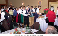 Lining up for the always delicious goulash soup