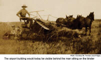 The airport building would today be visible behind the man sitting on the binder  [Photo: Courtesy of Mr. Thomas Lloyd Hagey]