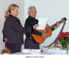 Sybille substitutes for the music stand