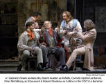 l-r: Gabriele Viviani as Marcello, Bulent Kulekci as Rodolfo, Cornelis Opthof as Benoit, Peter McGillivray as Schaunard & Robert Gleadow as Colline  [photo: Michael Cooper]