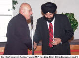 Boe Hladysh greets honorary guest M.P. Navdeep Singh Bains (Brampton South)