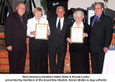 New honorary members Edith Olma & Renate Lieder presented by members of the board Boe Hladysh, Reiner Walter & Guy LaPlante