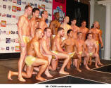 Lenny Lombardi in front of Miss CHIN Bikini contestants