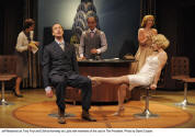 Jeff Meadows as Tony Foot and Chilina Kennedy as Lydia with members of the cast in The President   [photo by David Cooper]