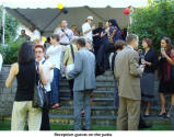 Reception guests on the patio