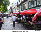 Sidewalk cafes facing Place d'Armes [photo: Bob Sandbo]