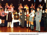 Frank Kluscarits gives a toast at the Harmonie Club 1975   [photo supplied by Rolf A. Piro]