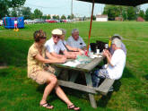 At the picnic table