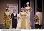 ltr.: Deborah Hay as Sylbia Fowler, Helen Taor as Head Saleswoman, Heather McGuigan as Pricess Tamara, Jenny Young as Mary Haines and Lisa Codrington as Fitter in The Women. Photo by Emily Cooper.