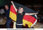 Monika Nobrage enthusiastically celebrating the German team