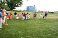 Sack race with partner