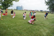 Sack race with partner