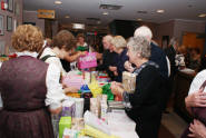 Tables loaded with tombola gifts