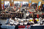 The Transylvania Brass Band under director Steve Schatz Sr. opens the proceedings in City Hall Kitchener