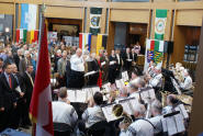 The Transylvania Brass Band under director Steve Schatz Sr. opens the proceedings in City Hall Kitcheners