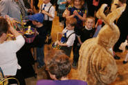 The Easter bunny, helpers, baskets, children