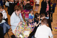 The Easter bunny, helpers, baskets, children