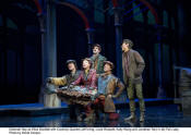 Deborah Hay as Eliza Doolittle with Cockney Quartet (Jeff Irving, Louie Rossetti, Kelly Wong and Jonathan Tan) in My Fair Lady - photo: David Cooper